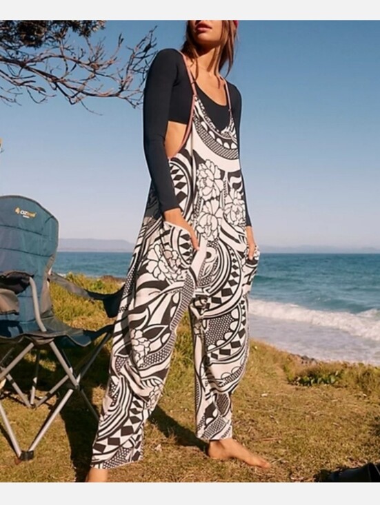 Free People Pants - Free People Movement Hot Short Printed Onesie Jumpsuit Preppy Boho Baggy Beachy